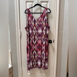 Athleta 2X Printed Santorini Dress, Pink and Purple